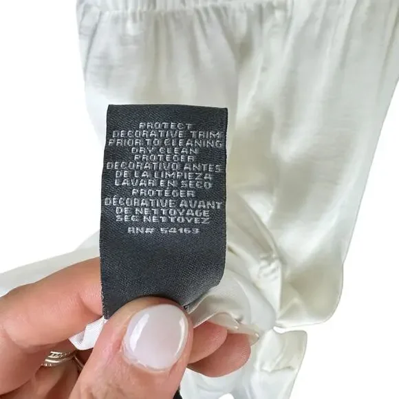 Vince Camuto White Satin Pleated Waistline Sleeveless Knee Length Dress POCKETS - Picture 9 of 9